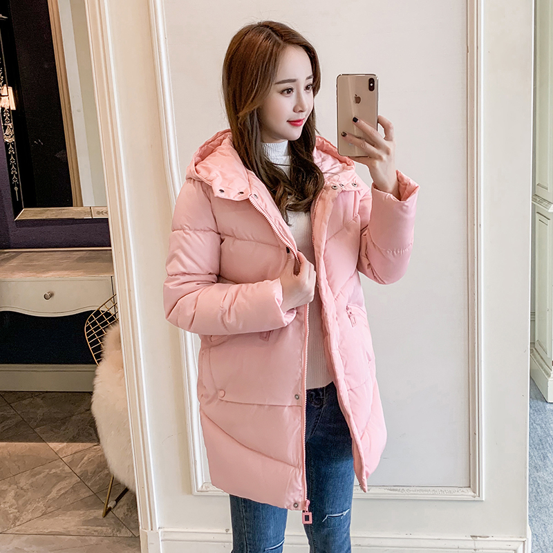 Women's Winter Jacket Hooded Solid Long Parkas Female Winter Loose Thick Cotton Padded Zipper Casual Outwear Woman Coat 201126