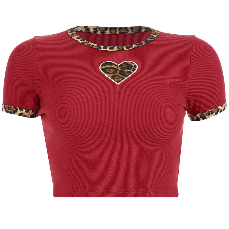 2021 New Summer Elegant Very Sexy T-shirt Short Women Leopard Heart Printed Tee Block Color Thin Type TNFQ, Red
2021 New Summer Elegant Very Sexy T-shirt Short Women Leopard Heart Printed Tee Block Color Thin Type TNFQ, Red