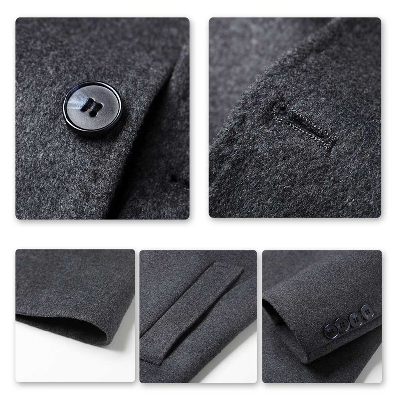 YOUTHUP Men's Winter Long Jacket Wool Single Breasted Slim Business Coats Overcoats Topcoat Mens Fitness Coat Streetwear 2 Color 201222
