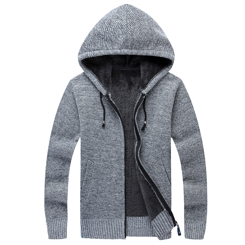 Winter Men Jacket thick velvet hooded fur jacket mens winter padded knitted sweater Cardigan Spring Outdoors 201221