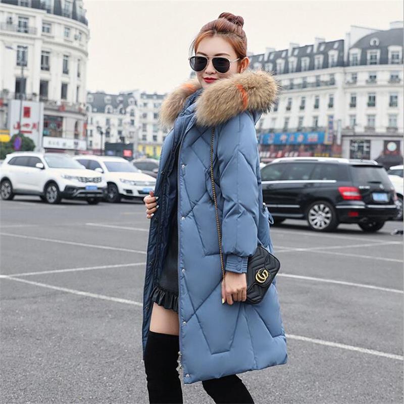 2020 New Long Padded Clothing Winter Coat Women Hooded Female Jacket Oversize Warm Parkas Big Fur Collar Wadded Jackets T200902