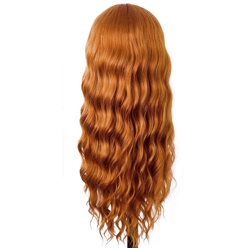 Wool coil curly long synthetic wig orange WoodFestival neat bnags wigs for women high temperature fiber hair cosplay