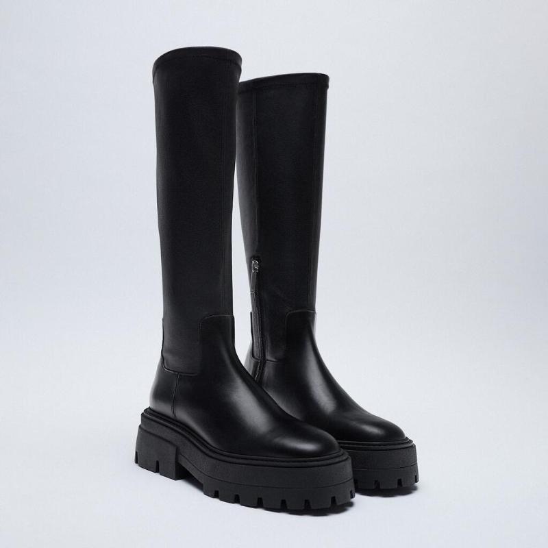 2021 Women's Long Boots Black PU leather Grooving Sole Knee-high Fashion Boots, Black pu inside
2021 Women's Long Boots Black PU leather Grooving Sole Knee-high Fashion Boots, Black pu inside