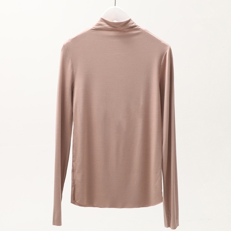 Turtleneck Long Sleeve Women T Shirt 100% Cotton T-shirt Slim Tee Shirts Harajuku Women Tops Camiseta Mujer Tee Shirt Femme 201029
