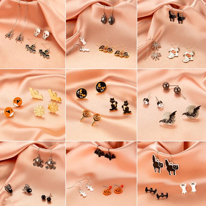 New Fashion Cross Border Personality Halloween Bat Skull Drop Fun Wacky Set Earrings
New Fashion Cross Border Personality Halloween Bat Skull Drop Fun Wacky Set Earrings