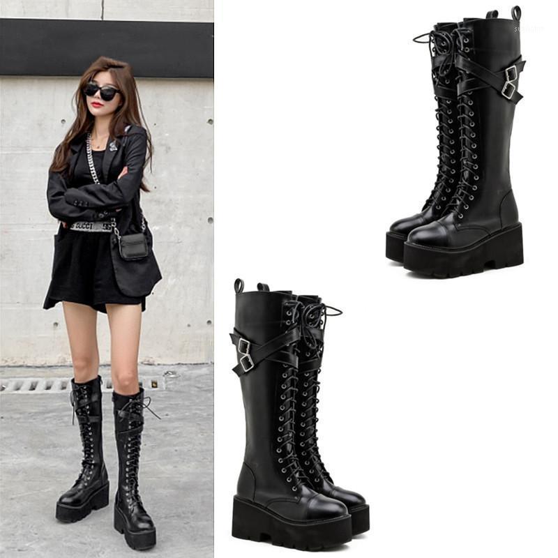 PXELENA Cross Tied Buckle Vintage Thick Sole Platform Combat Knee High Boots Women Chunky High Heels Punk Gothic Cosplay Shoes1, Black
PXELENA Cross Tied Buckle Vintage Thick Sole Platform Combat Knee High Boots Women Chunky High Heels Punk Gothic Cosplay Shoes1, Black