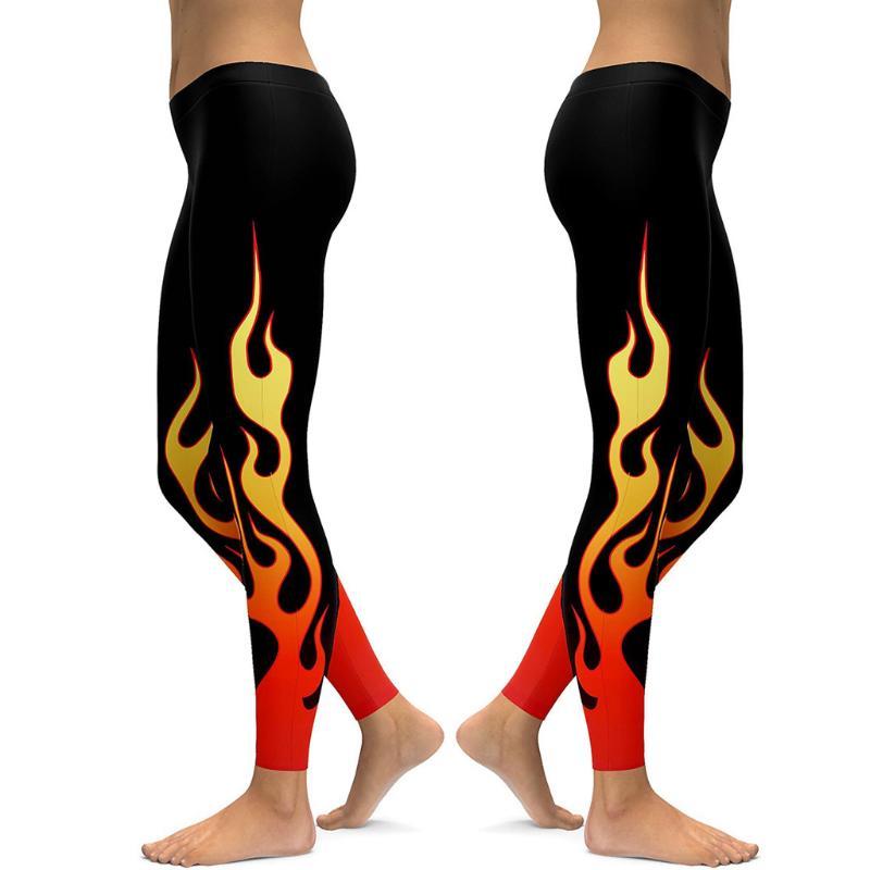 Polyester Fashion Women Yoga Running Pant High Waist Stretch Flame Printing Leggings Skinny Lastic Waist Casual Full Length #YL5, Black 
Polyester Fashion Women Yoga Running Pant High Waist Stretch Flame Printing Leggings Skinny Lastic Waist Casual Full Length #YL5, Black