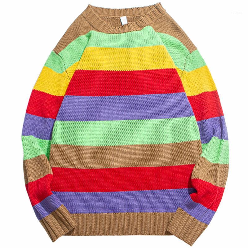 2020 Hip Hop Streetwear O-Neck Pullover Knitted Sweater Vintage Retro Rainbow Striped Sweater Loose Cotton Harajuku Fashion Tops1, Purple
2020 Hip Hop Streetwear O-Neck Pullover Knitted Sweater Vintage Retro Rainbow Striped Sweater Loose Cotton Harajuku Fashion Tops1, Purple