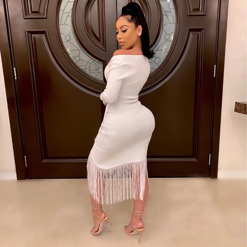 89A8194 Autumn Winter Women Casual Fashion Sexy Solid Tassel Bodycon Long Sleeve Dress Vestidos Plus Size Hot, White
89A8194 Autumn Winter Women Casual Fashion Sexy Solid Tassel Bodycon Long Sleeve Dress Vestidos Plus Size Hot, White
