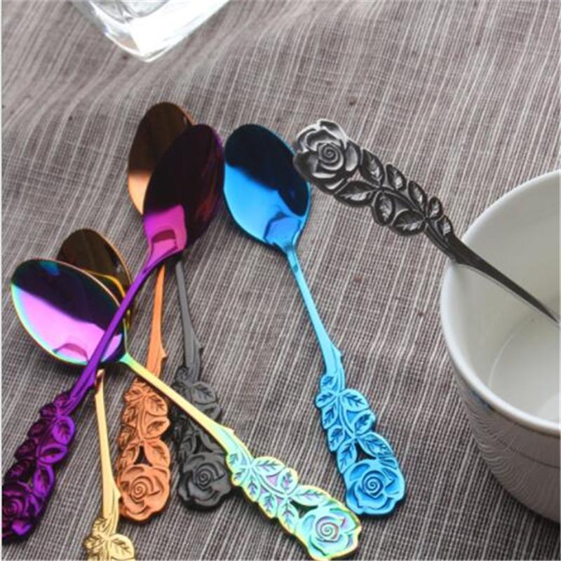 Colorful Rose Handle Spoon Coffee Stir Dessert Cake Salad Scoop Durable Kitchen Tableware Stainless Steel Spoon
Colorful Rose Handle Spoon Coffee Stir Dessert Cake Salad Scoop Durable Kitchen Tableware Stainless Steel Spoon