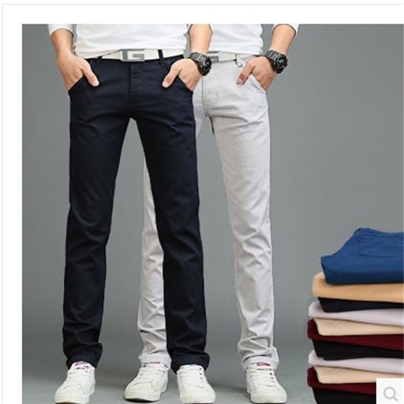 summer high quality pure cotton men's casual youth thin straight cultivate one's morality pants 7 Color 201128