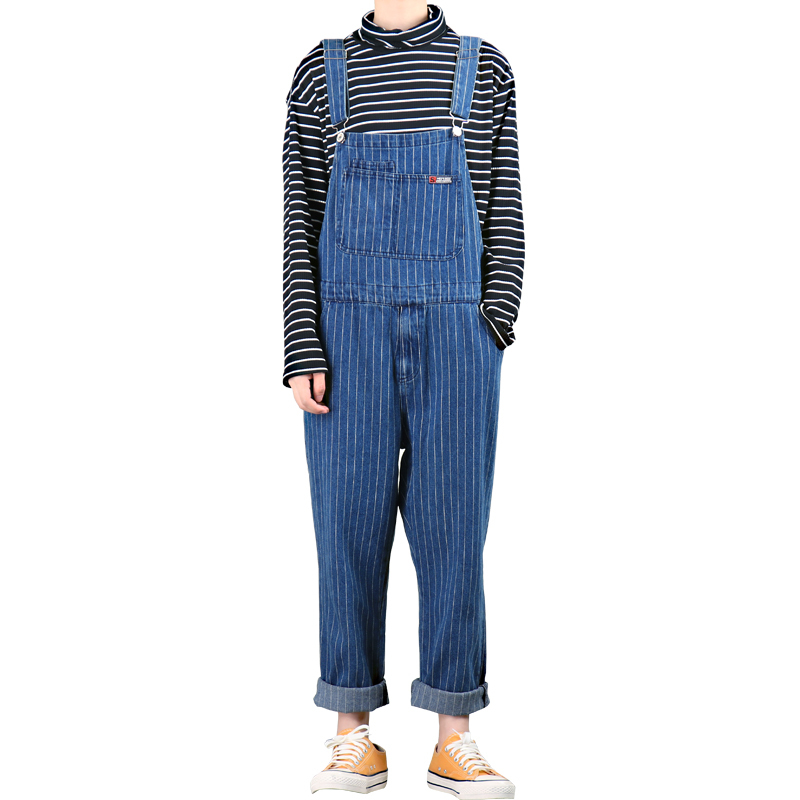 Retro-striped Denim Japanese Pants Straight Men's Brim Down with Suspending Overalls, Korean Version of Overalls. Jaed, Blue
Retro-striped Denim Japanese Pants Straight Men's Brim Down with Suspending Overalls, Korean Version of Overalls. Jaed, Blue