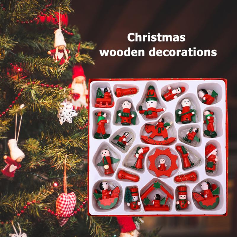 24pcs Wooden Christmas Tree Hanging Pendants Cute Kids Toy Ornament New Year Party Christmas Decorations for Home
24pcs Wooden Christmas Tree Hanging Pendants Cute Kids Toy Ornament New Year Party Christmas Decorations for Home