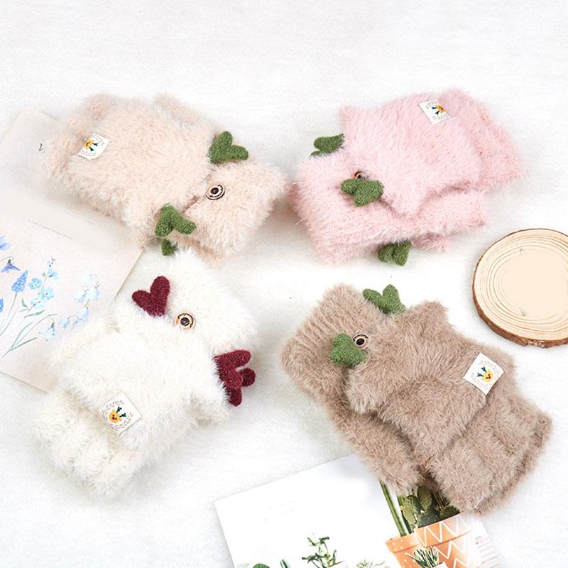 Winter Warm Plush Knitted Gloves Women Cartoon Antlers Flip Half Finger Gloves Fur Elk Horn Outdoor Fingerless Mittens
Winter Warm Plush Knitted Gloves Women Cartoon Antlers Flip Half Finger Gloves Fur Elk Horn Outdoor Fingerless Mittens