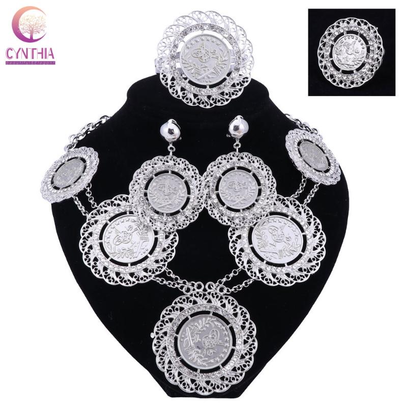 Earrings & Necklace Italian Dubai Abaya Long Jewelry Sets Silver Plated Coins Women African Gold Color Crystal Wedding Costume Set
Earrings & Necklace Italian Dubai Abaya Long Jewelry Sets Silver Plated Coins Women African Gold Color Crystal Wedding Costume Set