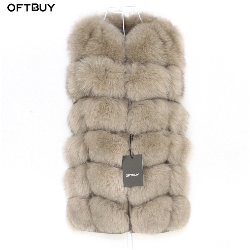 OFTBUY Spring Real Fox Fur Vest Women Sleeveless Winter Jacket Gilet Natural Fur Coat Bodywarmer Waistcoat Thick Warm Streetwear 201103