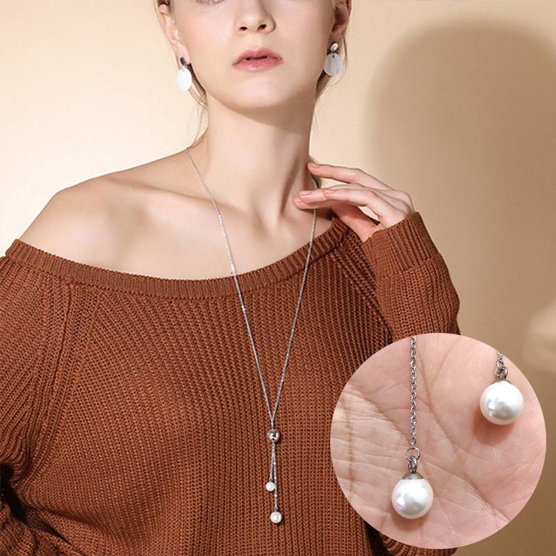 Chokers SUQI Non-Fading Stainless Steel Simple Neck Women Choker Long Sweater Necklaces Round Pearl Pendants Femme Chain Jewelry 2021
Chokers SUQI Non-Fading Stainless Steel Simple Neck Women Choker Long Sweater Necklaces Round Pearl Pendants Femme Chain Jewelry 2021
