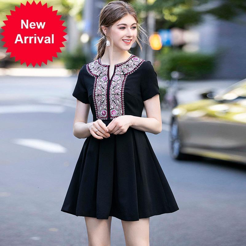 New High 2021 Fashion Black Women' Neck Short Sleeve Stylish Embroidery Dress the Line Dressed Summer New Clothes Party ZNFY, Blue
New High 2021 Fashion Black Women' Neck Short Sleeve Stylish Embroidery Dress the Line Dressed Summer New Clothes Party ZNFY, Blue