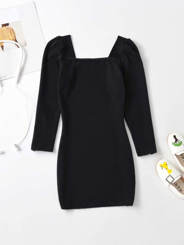 Girls Solid Fitted Dress SHE