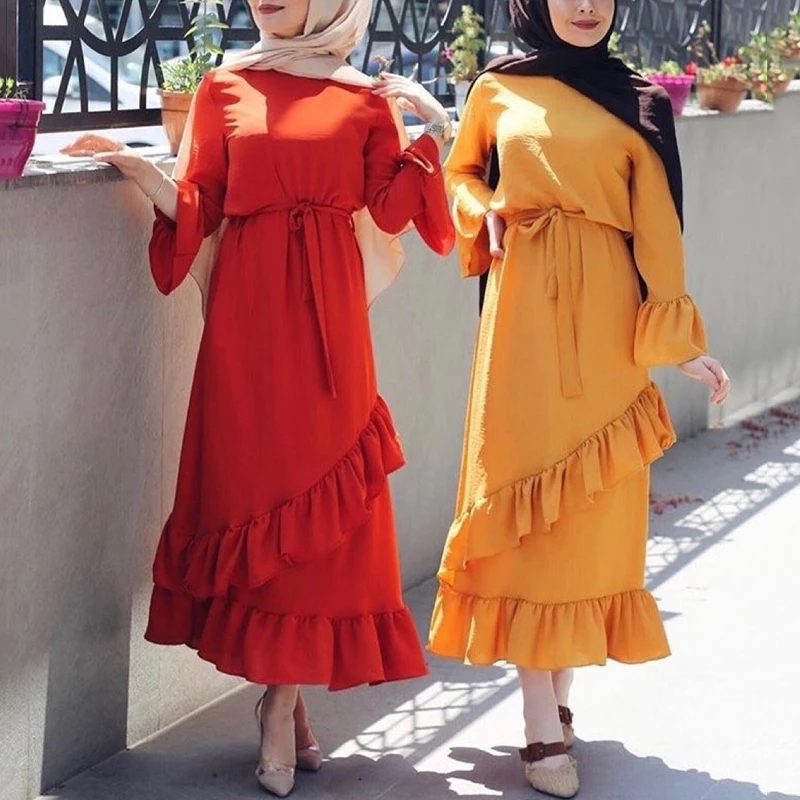 New Muslim Dress Women Dubai Abaya Ruffles Fashion Lady Full Sleeve Islamic Clothing Moroccan Kaftan Girls Maxi Dresses, Black;gray
New Muslim Dress Women Dubai Abaya Ruffles Fashion Lady Full Sleeve Islamic Clothing Moroccan Kaftan Girls Maxi Dresses, Black;gray
