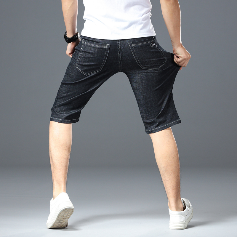Cotton Fabric Short Jeans Men Casual Classic Straight Denim Shorts Jeans Male Denim Multi-pocket Pants Overalls 201223