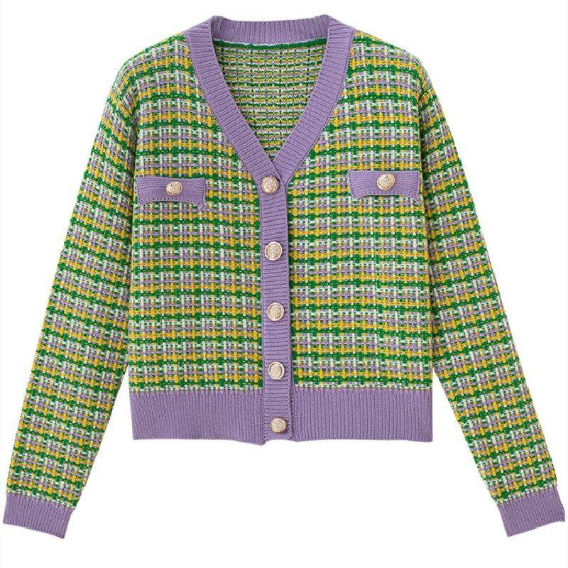 Xiaoxiangfeng women's sweater cardigan sweater spring and autumn loose Korean student plaid jacket, Green
Xiaoxiangfeng women's sweater cardigan sweater spring and autumn loose Korean student plaid jacket, Green