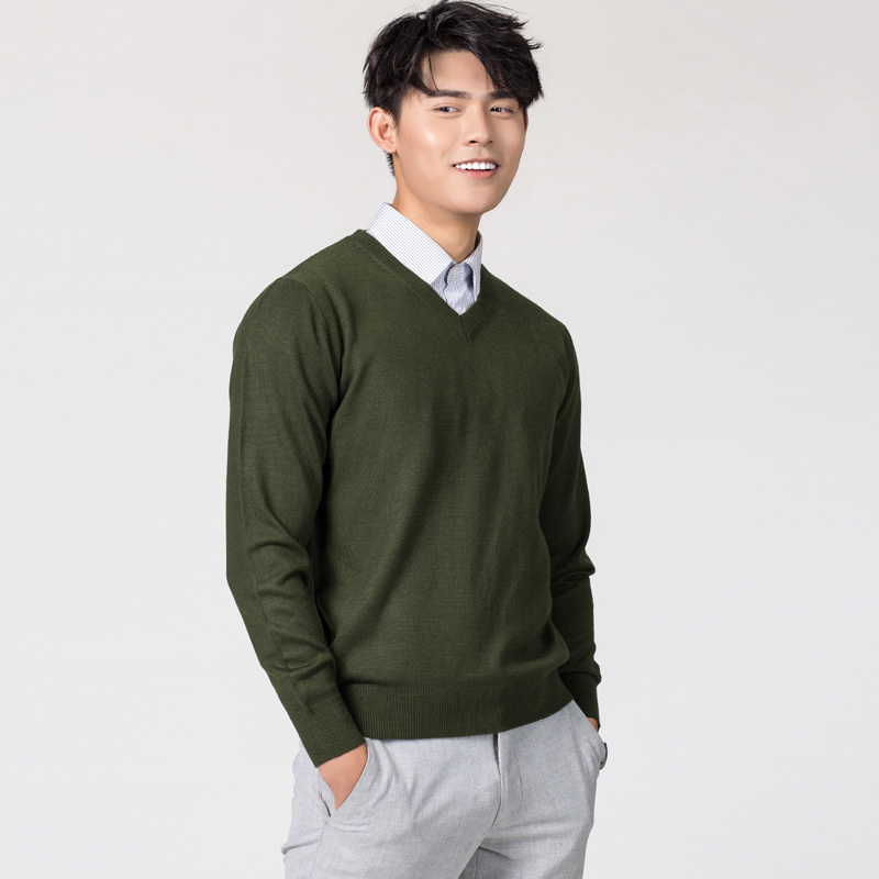 Man Pullovers Winter New Fashion Vneck Sweater Cashmere and Wool Knitted Jumpers Men Woolen Clothes Standard Male Tops T200101