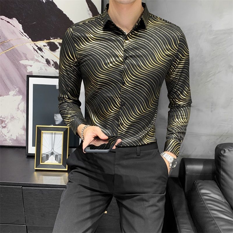 2020 Striped Luxo Gold Zebra Printed Fit Fine Men's Shirts in Long Man's Shirt Fall V7bk, Silver
2020 Striped Luxo Gold Zebra Printed Fit Fine Men's Shirts in Long Man's Shirt Fall V7bk, Silver