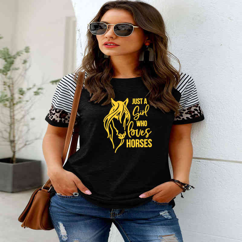 Casual T-shirt For Women Summer Fashion Funny Horses Letters Print Top Women Female Short Sleeve Harajuku T Shirt, White
Casual T-shirt For Women Summer Fashion Funny Horses Letters Print Top Women Female Short Sleeve Harajuku T Shirt, White