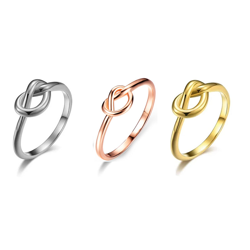 Gold Silver Black Stainless Steel Heart Knot Ring Pattern Design Men And Women Lovers Tail Rings Fashion Jewelry Wholesale Price