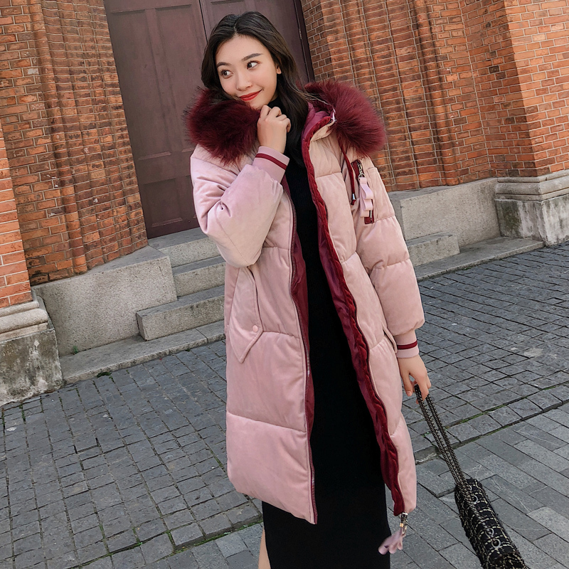 winter women's clothing new fashion long parka feminine coat velvet female winter jacket parka woman Fur collar coat 201201