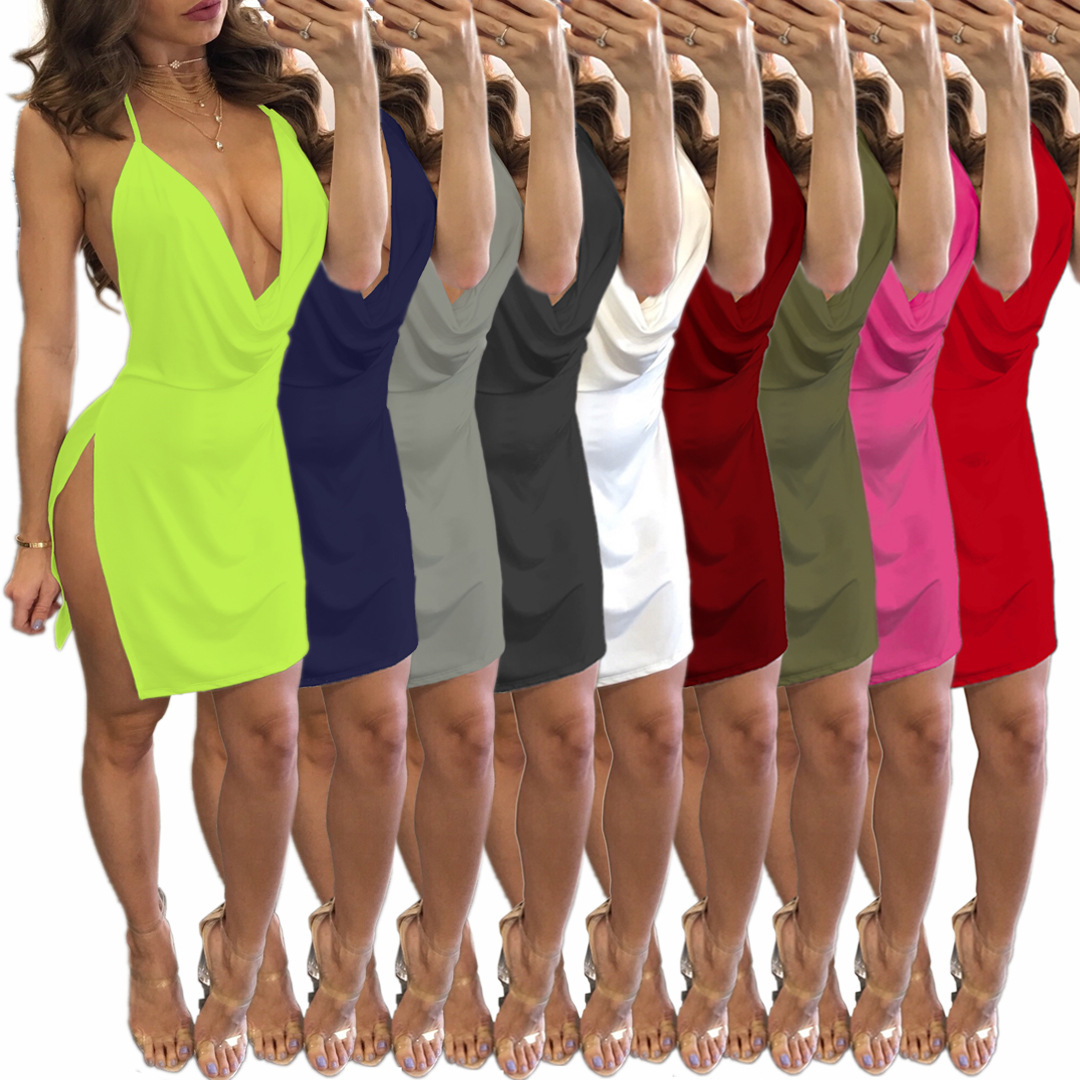9 color Fashion woman suspender dress sexy low-cut halter dress club party clothing summer ladies clothing XS-3XL, Black;gray
9 color Fashion woman suspender dress sexy low-cut halter dress club party clothing summer ladies clothing XS-3XL, Black;gray
