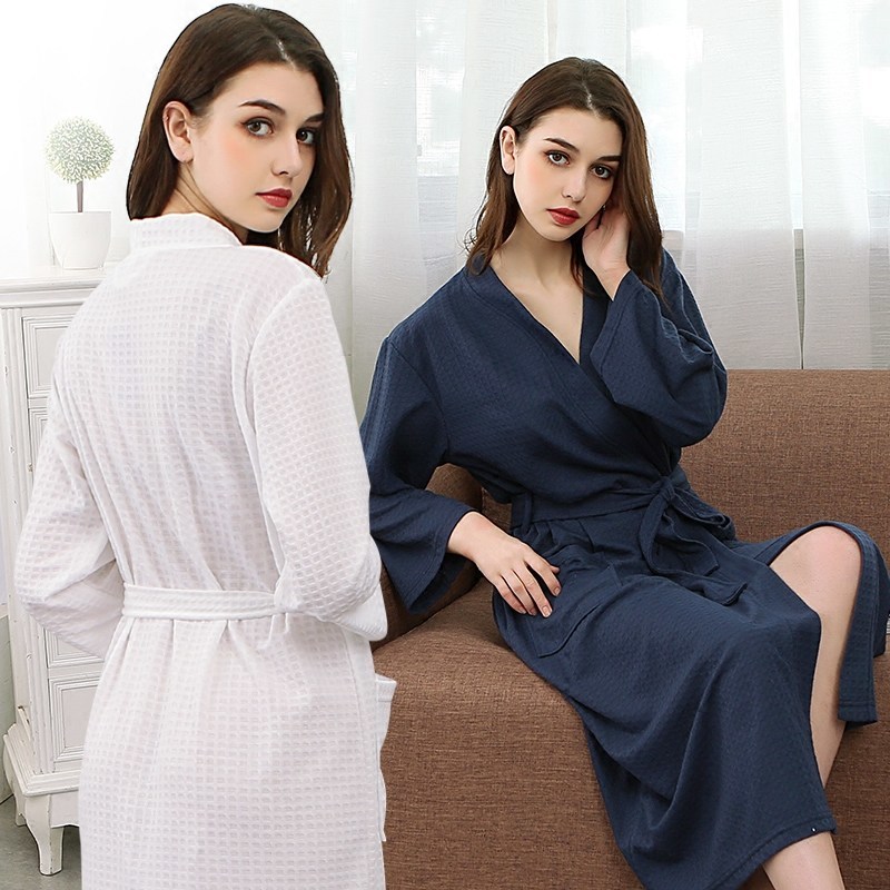 Women Men Suck Water Waffle Kimono Bath Robe Peignoir Femme Summer Bathrobe Bride Bridesmaid Robes Sexy Dressing Gown Lingerie 210203