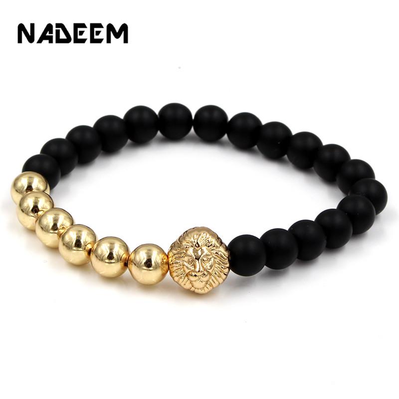Charm Bracelets Vintage Gold Color Lion Strand Bracelet Femme Ethnic Black Matte & Copper Beads Natural Stone Turkish Men Women Jewelry
Charm Bracelets Vintage Gold Color Lion Strand Bracelet Femme Ethnic Black Matte & Copper Beads Natural Stone Turkish Men Women Jewelry