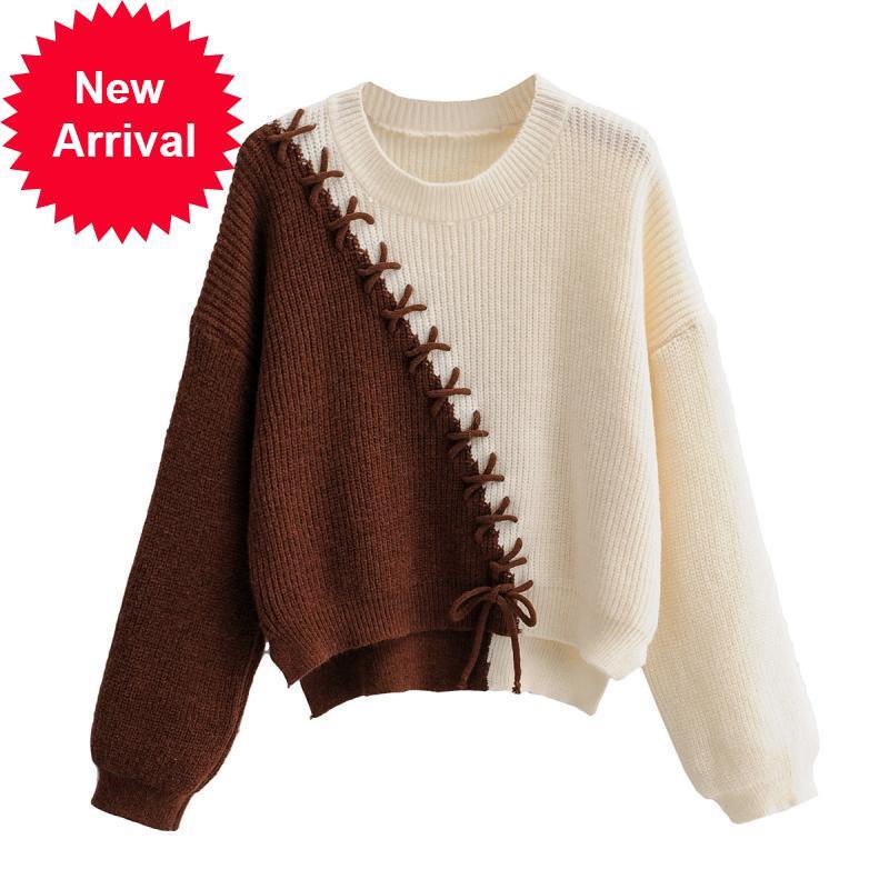 2021 New European Female Trend New Colour Matching Lace Around Neck Top Leisure Sweater 8cpn, Brown.
2021 New European Female Trend New Colour Matching Lace Around Neck Top Leisure Sweater 8cpn, Brown.