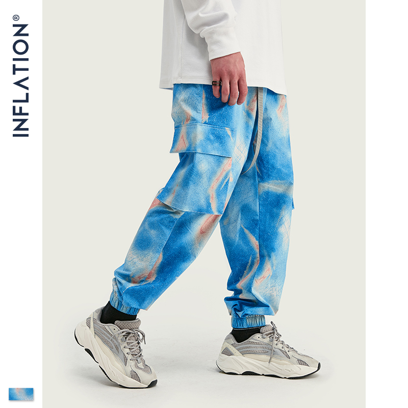 INFLATION FW Men Die Dye Jogger Pants Loose Fit Men Autumn Jogger Pants Elastic Waist Men Streetwear Tie Dye Pants 201109