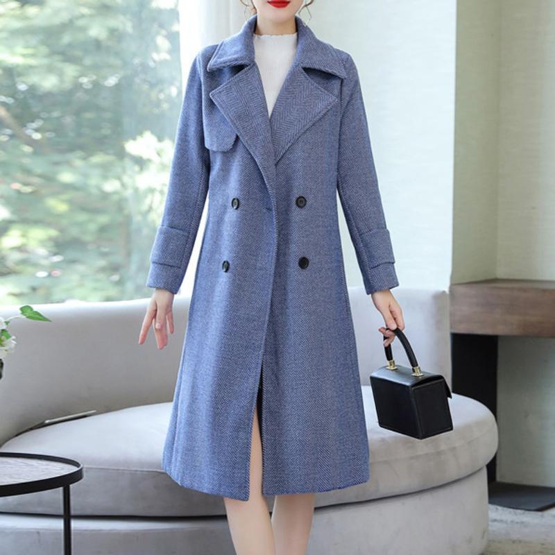 Women Wool Double Breasted Coat Elegant Long Sleeve Work Office Fashion Jacket Office Lady Blazer Fashion Work Blazers Feminino