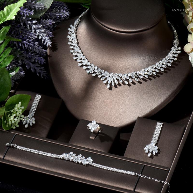 Earrings & Necklace HIBRIDE -sale African 4pcs Bridal Jewelry Sets Fashion Dubai Set For Women Wedding Party Accessories Design N-126, Silver
Earrings & Necklace HIBRIDE -sale African 4pcs Bridal Jewelry Sets Fashion Dubai Set For Women Wedding Party Accessories Design N-126, Silver