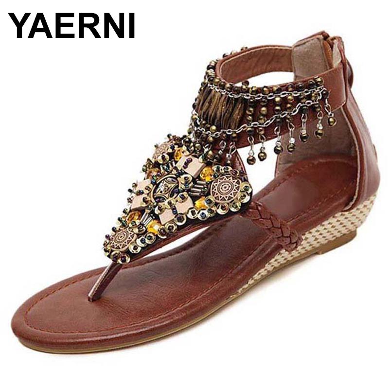 YAERNIBohemia Gladiator Sandals 2020 Summer Wedges Flip Flops Crystal Platform Tassel Casual Shoes Woman Size 35-41 E1135, Black
YAERNIBohemia Gladiator Sandals 2020 Summer Wedges Flip Flops Crystal Platform Tassel Casual Shoes Woman Size 35-41 E1135, Black