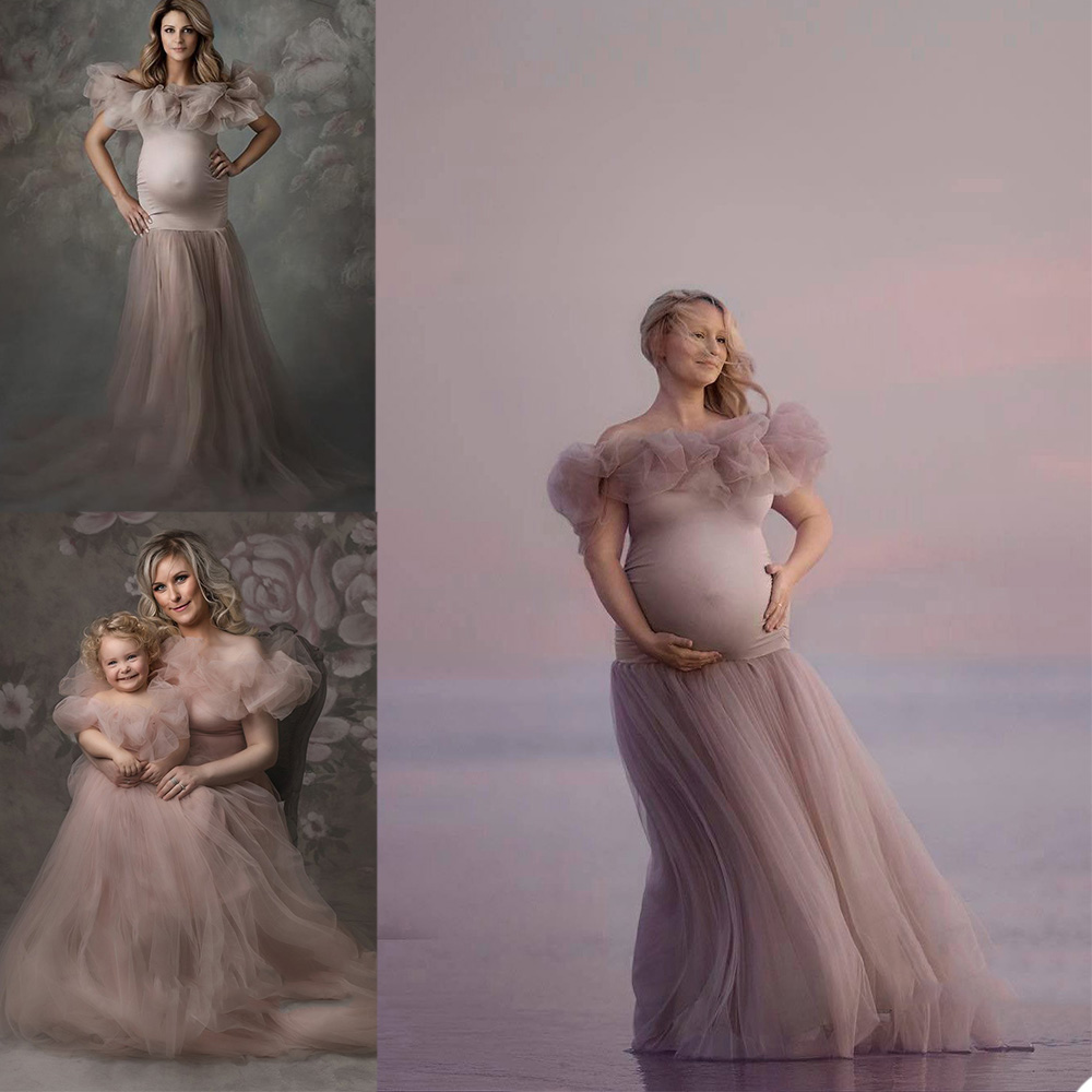 Tiered Ruffles Ladies Robes Women Nightgowns Photoshoot or Babyshower Photo Shoot Lady Sleepwear Bathrobe Sheer Custom Made Dress