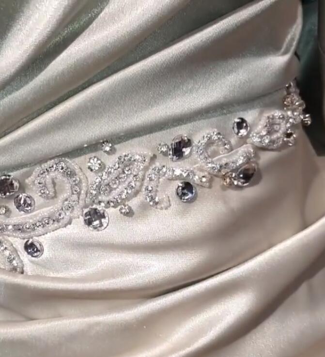 Aso Ebi 2020 Arabic Gold Lace Crystals Evening Dresses Long Sleeves Prom Dresses Sheath Formal Party Second Reception Gowns ZJ955