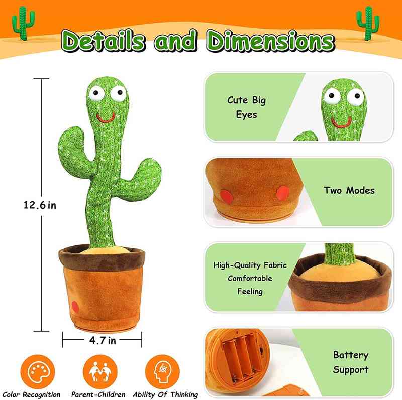 Dancing Cactus Toys S Electronic Plush Toys Twisting Singing Dancer For Babies Children Toy Music Luminescent Christmas Gift 220209 - view 5