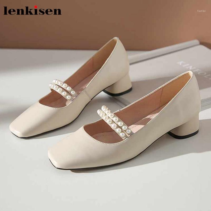 Lenkisen elegant pearl decorations solid genuine leather Mary janes shoes square toe med heels slip on beauty lady new pumps L081, Beige
Lenkisen elegant pearl decorations solid genuine leather Mary janes shoes square toe med heels slip on beauty lady new pumps L081, Beige
