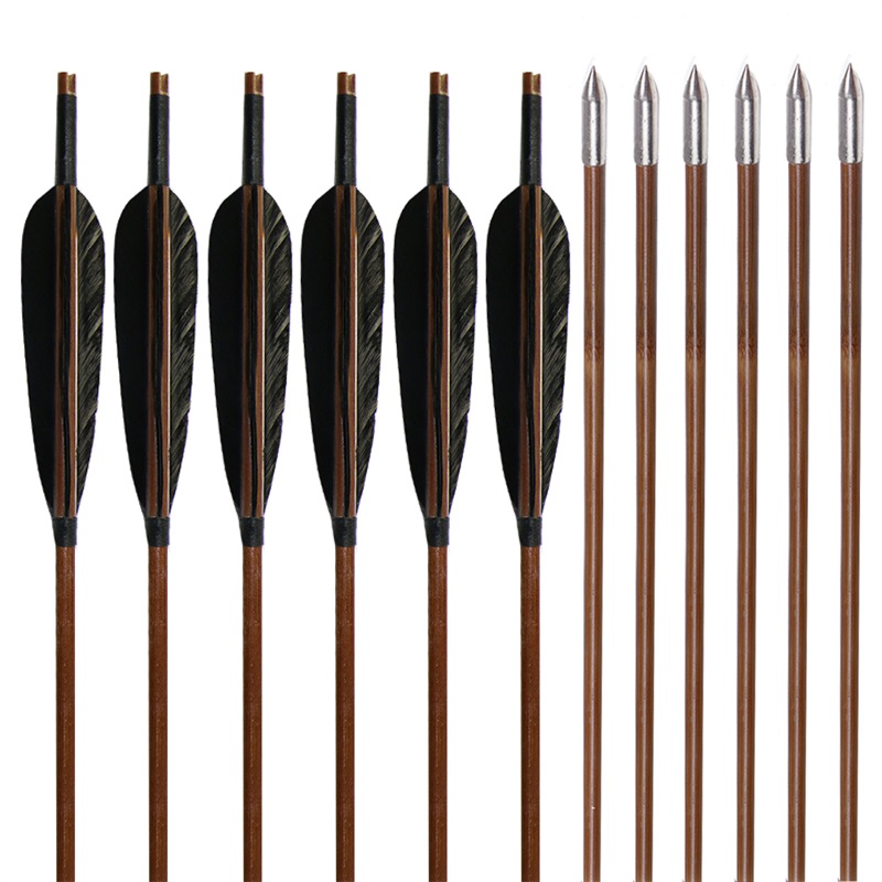 Black feather Bamboo Arrows 31" Length with White Turkey Feathers for Hunting Shooting Bow Archery
Black feather Bamboo Arrows 31" Length with White Turkey Feathers for Hunting Shooting Bow Archery