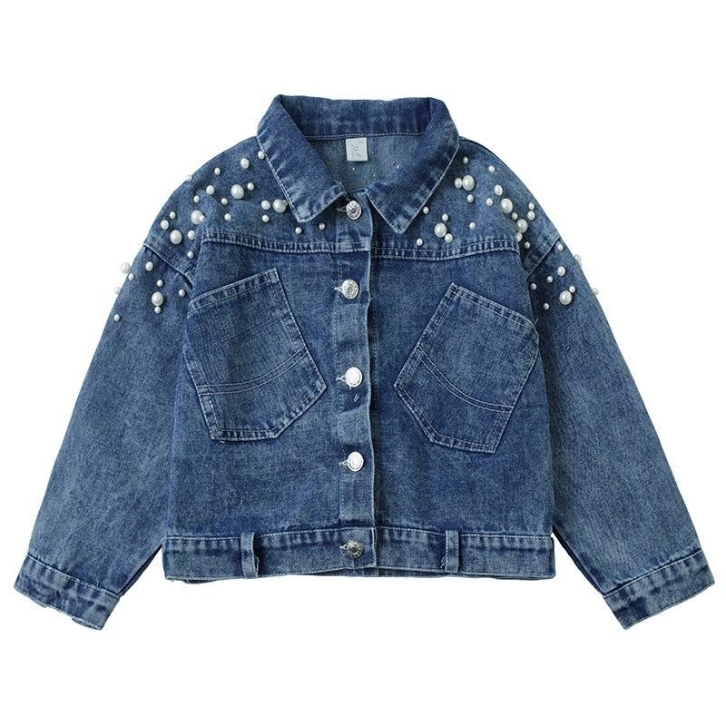 Baby Girl Denim Jackets Children's Clothing Autumn New Big Girls Beading Casual Jackets Toddler Outwear Kids Cowboy Coats 201106