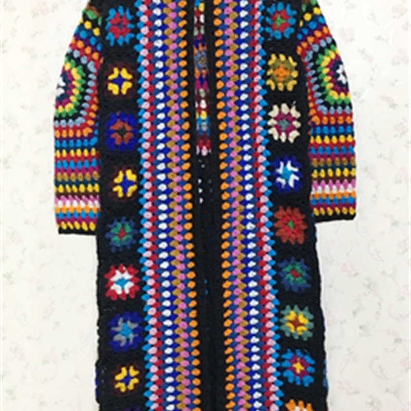 TIYIHAILEY Free Shipping Fashion 100% wool Coat For Women Plus Size Loose Outerwear Long Sleeve Maxi Hand Made National Sweaters 201109