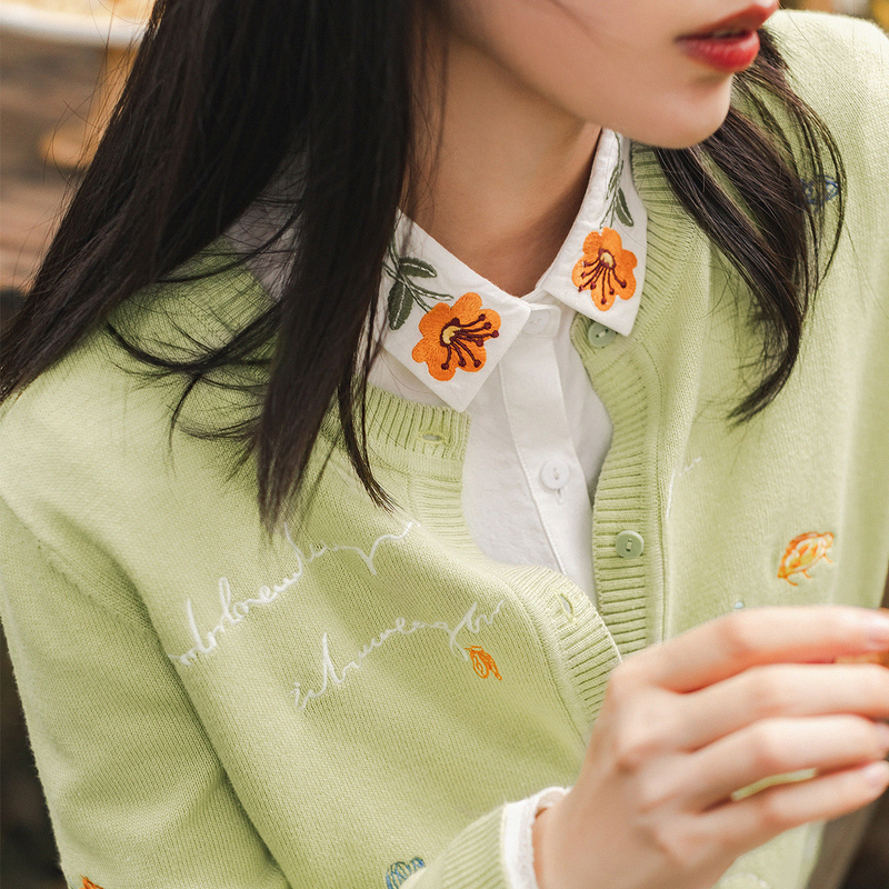 INMAN Autumn Japanese Causal Embroidery Women Outerwear Cute Sweater Female Ladies Girl Top Cardigan Button Knitwear 201225