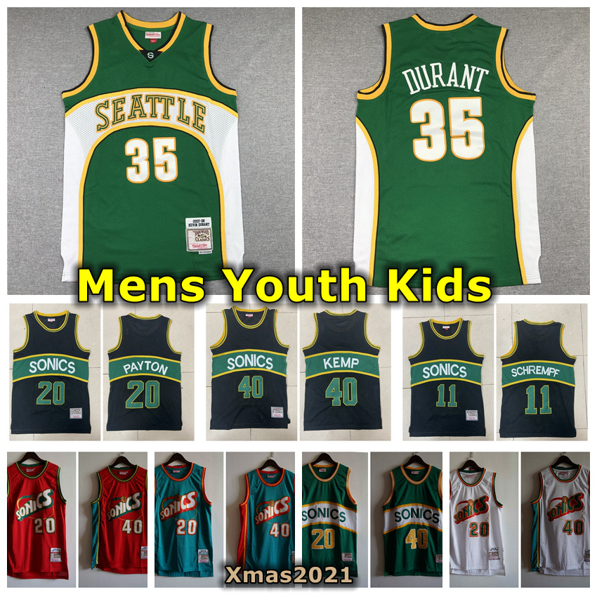 Retro Mens Youth Kids Seattle 1995-96 Mitchell Ness Swingman Jersey Stitched 35 Kevin Durant 40 Shawn Kemp 20 Gary Payton Basketball Jersey, With real logo
Retro Mens Youth Kids Seattle 1995-96 Mitchell Ness Swingman Jersey Stitched 35 Kevin Durant 40 Shawn Kemp 20 Gary Payton Basketball Jersey, With real logo