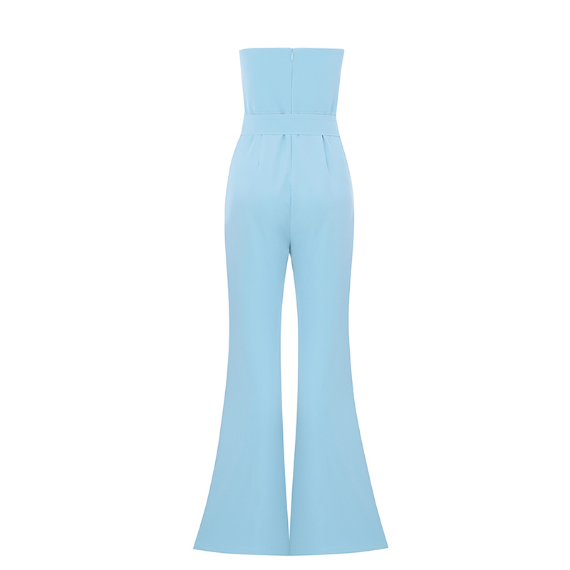 INDRESSME New Fashion Sexy Women Sweetheart Neckline Strapless Sleeveless Flares Full Length Party Club Jumpsuit With Sashe T200509