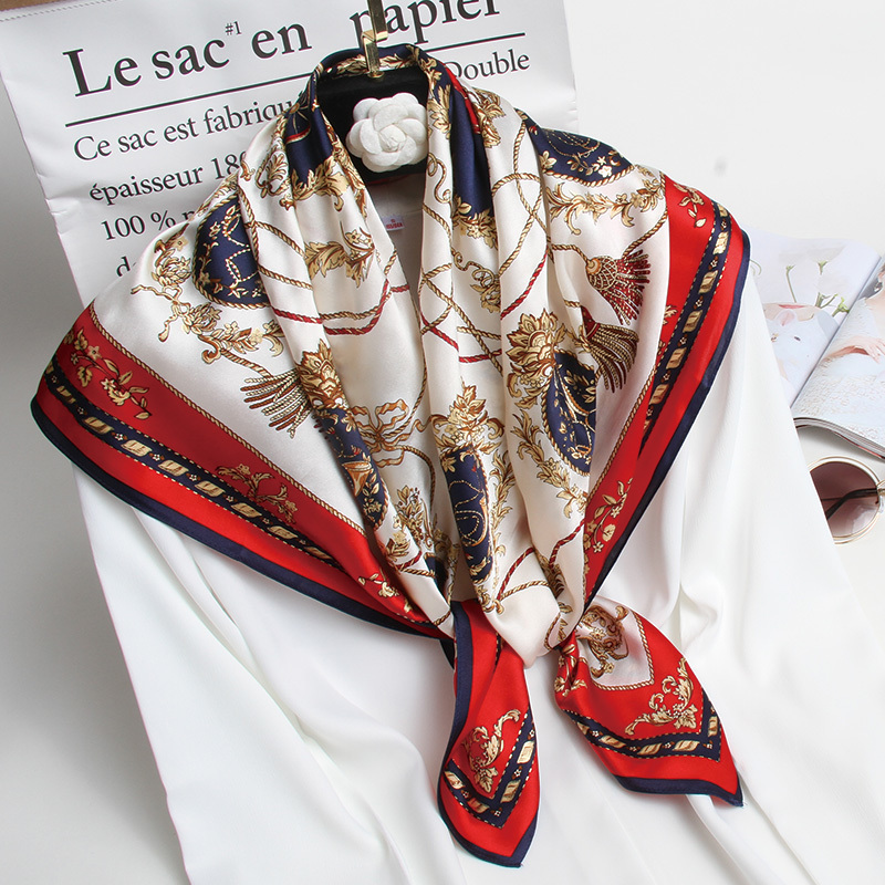 Women Square Silk Scarf 90x90cm Bandana Gift for Mother Hangzhou Pure Silk Neck Scarfs Wraps100% Real Silk Square Scarves 201026